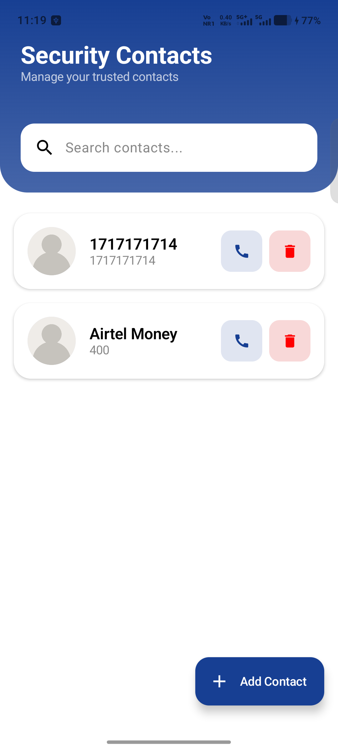 Emergency Security Contacts Configuration